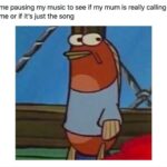 Spongebob Memes Spongebob,  text: me pausing my music to see if my mum is really calling me or if it