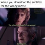 Star Wars Memes Prequel-memes, OC, LOTR, The Rings, Salted Pork, Salted text: When you download the subtitles for the wrong movie A HOPE GROUI