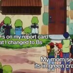 Dank Memes Dank, Misty, DankExchange text: The Fs_on myseport card that Itchanged teBs My mom seeipg its in green crayon,  Dank, Misty, DankExchange