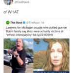 Black Twitter Memes Tweets, No text: Uncle Cam, innocent in every scenario @CeeHawk of WHAT e The Root e @TheRoot.Id Lawyers for Michigan couple who pulled gun on Black family say they were actually victims of "ethnic intimidation." bit.ly/2ZZ09H9 