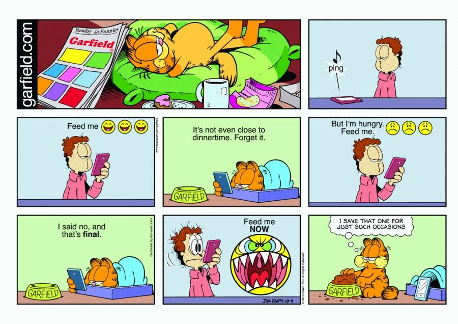Cringe, Garfield boomer memes Cringe, Garfield text: Garfield Feedmeeee I said no, and that's final. GARFIELD It's not even close to dinnertime. Forget it. GARFIELD Feed me NOW ping But I'm hungry. Feedme 1 SAVE THAT ONE FOR JUST SUCH OCCASIONS GARFIÉLD 