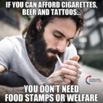 boomer memes Political, Regan, Medicaid, Kirk, EBT, America text: IF you CAN AFFORD CIGARETTES, BEER AND DON