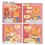 Comics Do you have this habit of over ordering when youre too hungry? (from couppy_comics),  text: HUNGRY Dogos CAN YOU FINISH THAT? YEAH! YOU SRID THAT BEFORE. DON
