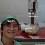 History Memes History, Switzerland, Swiss, Nazis, Sweden, Spain text: NAZI GERMANY SWISS EUROPE hot_historymeme 