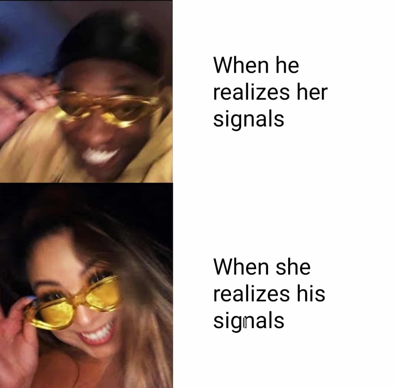 Wholesome memes,  Wholesome Memes Wholesome memes,  text: When he realizes her signals When she realizes his signals 
