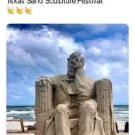 Political Memes Political, Lincoln text: Rose Ficke @roseficke The winning sand sculpture of the Texas Sand Sculpture Festival.  Political, Lincoln
