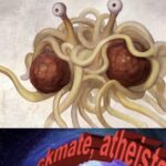 Dank Memes Dank, DNA, God, Amen, Spaghetti Monster, Flying Spaghetti Monster text: If the Flying Spaghetti Monster didn