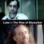 Star Wars Memes Sequel-memes, BEGONE DEPRESSION text: Luke in The Last Jedi Luke in The Rise of Skywalker  Sequel-memes, BEGONE DEPRESSION