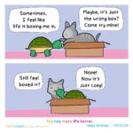 Comics If i fits, i sits (from guykopsombut), Shower, Instagram text: Sometimes, I feel like life is boxing me in. Still feel boxed if? 71 Maybe, if