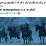 Game of thrones memes Game of thrones,  text: These bastards literally did nothing the entire series. Upper management in a nutshell. #GameofThrones A  Game of thrones, 