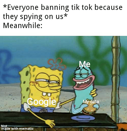 Funny, Google, China, Chinese, TikTok, Tik Tok other memes Funny, Google, China, Chinese, TikTok, Tik Tok text: *Everyone banning tik tok because they spying on us* Meanwhile: pith mernatie„.ll 
