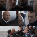 Captain America Whispering then Fighting (blank) Opinion meme template