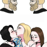 Boys vs. girls kissing wojaks Wojak meme template blank