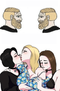 Boys vs. girls kissing wojaks Kissing meme template
