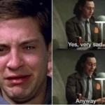 Crying Peter Parker and Loki Marvel meme template blank