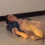 Girl lying on the floor Stranger Things meme template blank