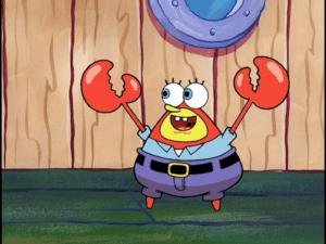 Spongebob in Mr Krabs shell Pretending meme template