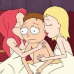 Morty sad with girls Rick and Morty meme template blank