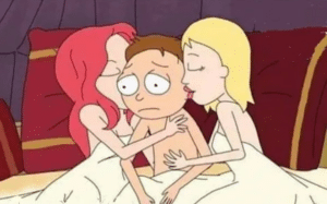 Morty sad with girls Kiss meme template