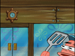 Patrick with spatula Running meme template