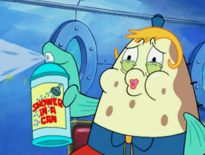 Mrs Puff Shower in a Can Spongebob meme template