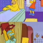 Bart and Homer hitting each other with chairs Simpsons meme template blank