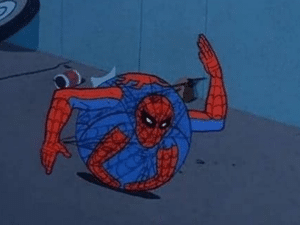 Spiderman rolling in ball Roll meme template