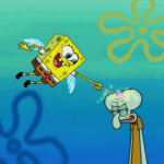 Spongebob Angel touching Squidward Spongebob meme template blank