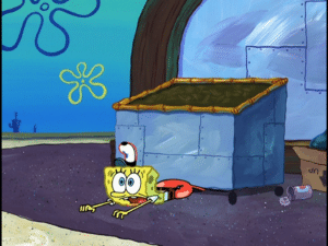 Spongebob being dragged under dumpster Spongebob meme template