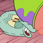 Patrick crushing Squidward with his butt Spongebob meme template blank