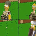 Homer as soldier going into bushes Simpsons meme template blank  Simpsons, Political, Reaction, Bush, Sinking, Hiding, Subterfuge, Guns, Terrorist, Taliban, Soldier, Military