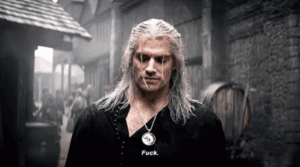 Geralt saying ‘fuck’ TV meme template