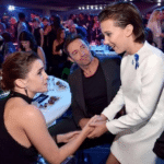 Emma Watson shaking hands with Millie Bobby Brown Happy meme template blank  Happy, Vs, Hugh Jackman, Watching, Millie Bobby Brown, Emma Watson, Shaking, Hand, Looking, Harry Potter, Stranger Things, Movie