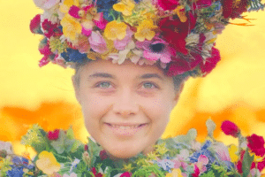 Girl happy with flowers Crown meme template