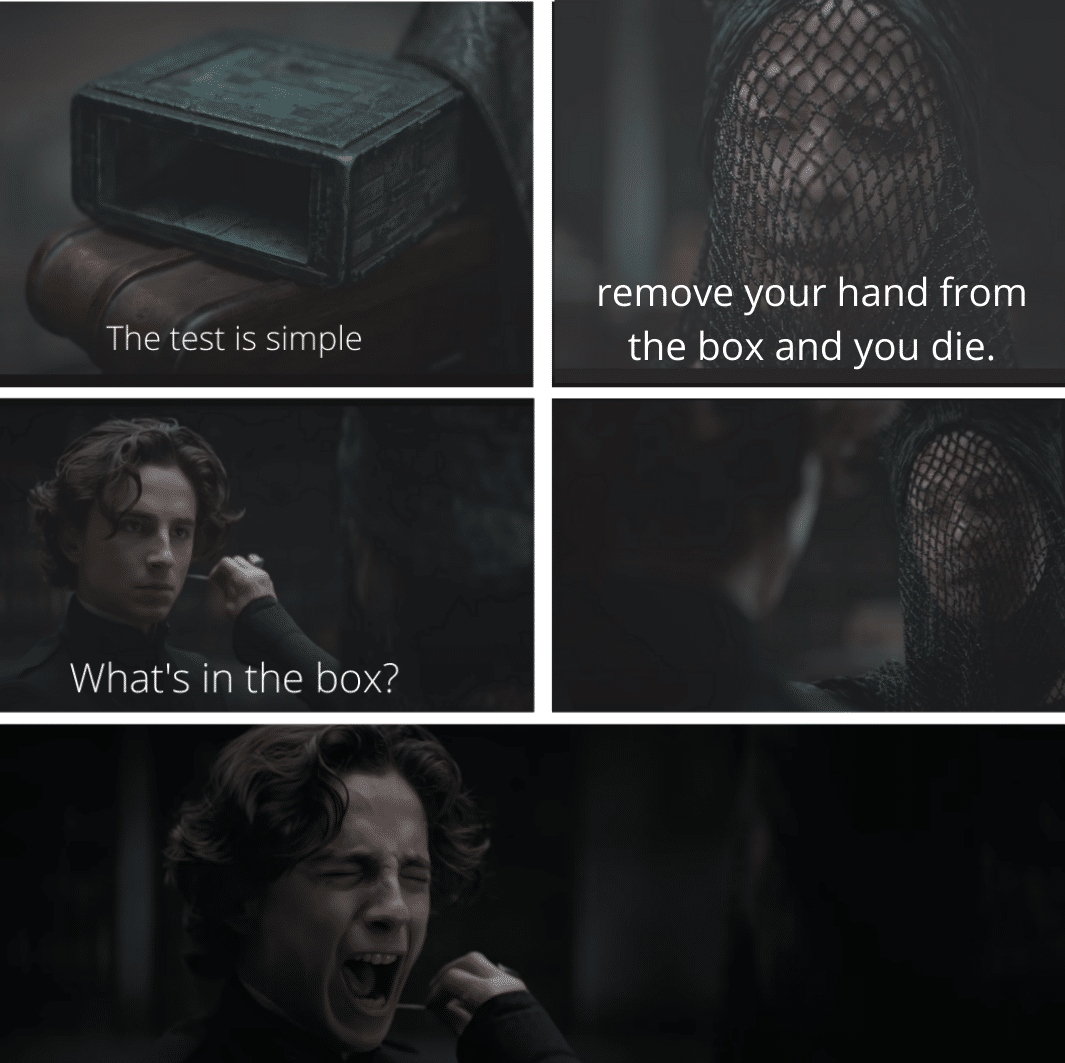 Dune pain box: Dune, Movie, Subterfuge, Timothee Chalamet, Paul ...