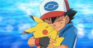 Ash hugging Pikachu Pokemon meme template