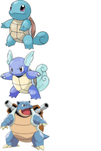 Squirtle evolving Squirtle meme template