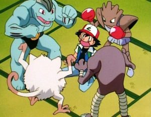 Fighting Pokemon surrounding Ash vs meme template