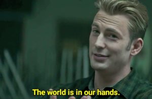 The world is in our hands Avengers meme template
