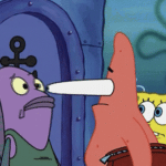 Patrick staring at fish Spongebob meme template blank
