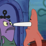 Patrick staring at fish, Spongebob running Spongebob meme template blank