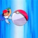 Ash throwing Pokeball Pokemon meme template blank