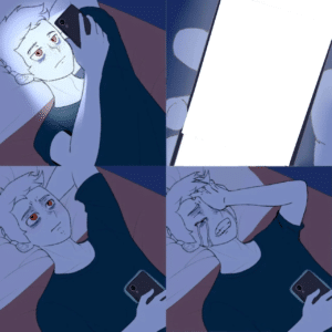Boy looking at phone then crying Comic meme template
