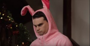 Ben Shapiro in bunny pajamas Christmas meme template