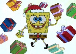 Spongebob dancing with presents Christmas meme template