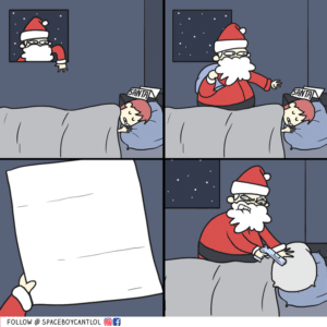 Santa killing kid Holding meme template
