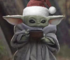 Christmas Baby Yoda with soup By meme template