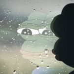 Pepe sad looking out window Frog meme template blank