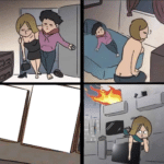 One Night Stand Burning Apartment Comic meme template blank