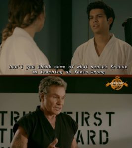 Dont you think some of what sensei Kreese is teaching us feels wrong  Miguel meme template